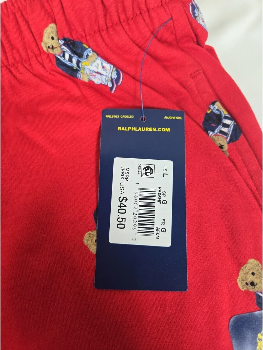 Polo Ralph Lauren Men's Red Polo Bear Graphic Jersey Sleep Shorts Large